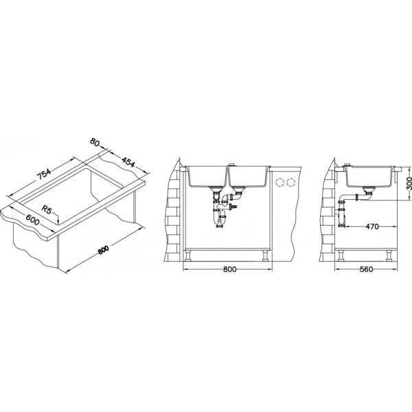 ROCK 90 G- 81 beton (780x480mm)+ pop- up sifon  F