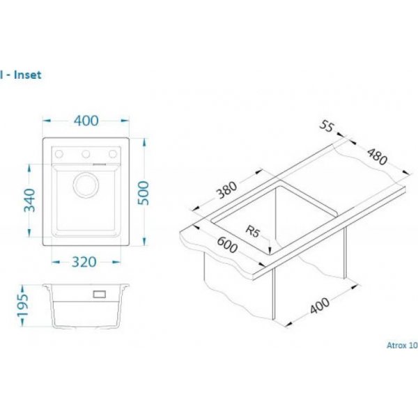 ATROX 10 beton 81 + pop up sifon