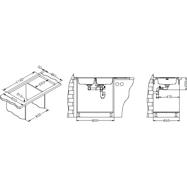 LINE 100 MAXIM I 1160x500x190 mm