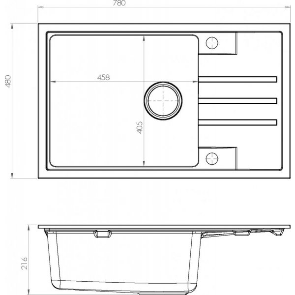 INTERMEZZO 130/81 - beton (780x480mm) jed. sifon F