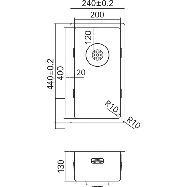 NEREZOVÝ DŘEZ CARESSI POWERPLUG CAPP20R10