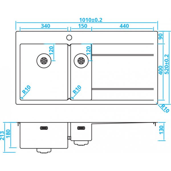 NEREZOVÝ DŘEZ CARESSI POWERPLUG CAPP3415ABL