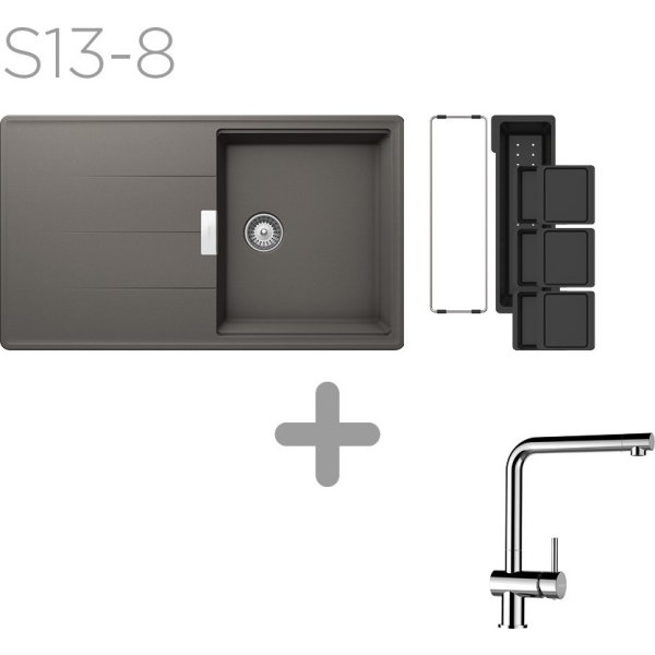 SET 13-8 Dřez SCHOCK Tia D-100 + baterie Epos Chrom 540000