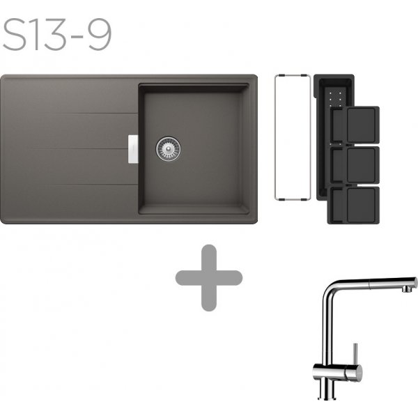 SET 13-9 Dřez SCHOCK Tia D-100 + baterie Epos Chrom 540120