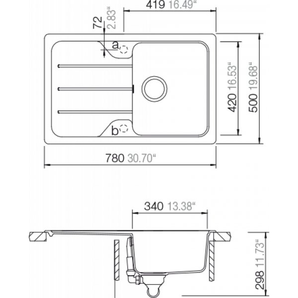 SET 25-9 Dřez SCHOCK FORMHAUS D-100S + baterie EPOS Chrom 540120