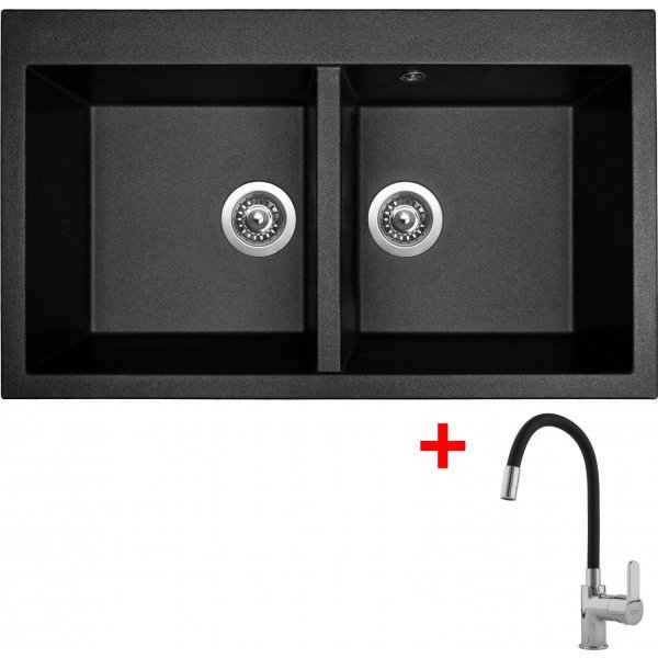 Sinks AMANDA 860 DUO Metalblack + Flexia - G16574