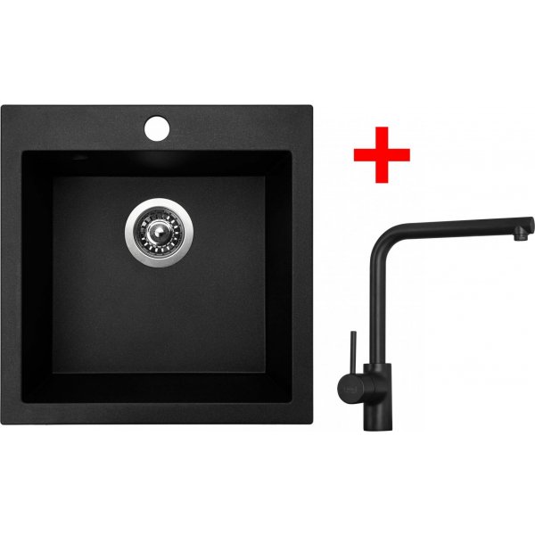 Sinks VIVA 455 Granblack + Elka černá matná - G730