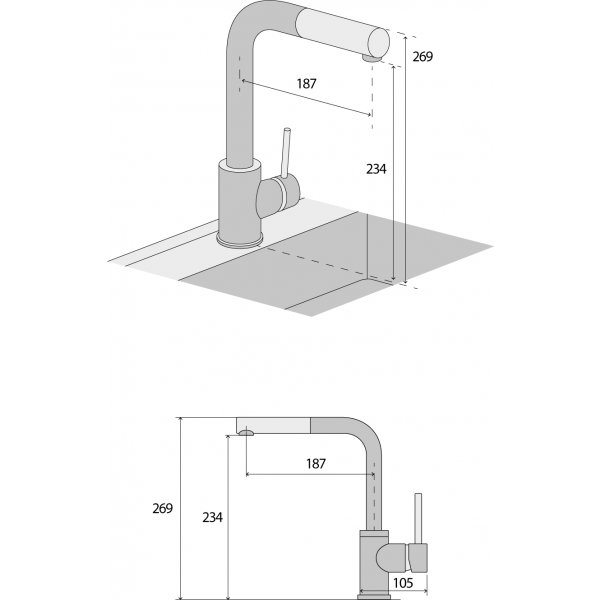 Dřezová baterie se sprchou BDG4527dg TMAVĚ ŠEDÁ