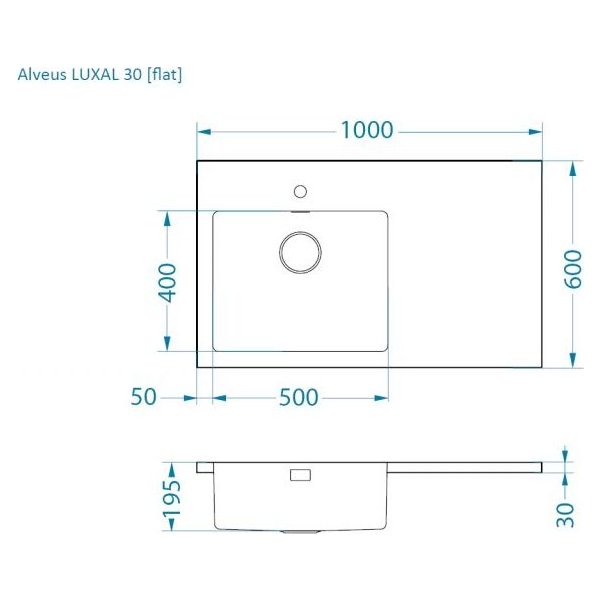 LUXAL 30 L , 1000x600 FLAT ( Okrajový profil plochý )