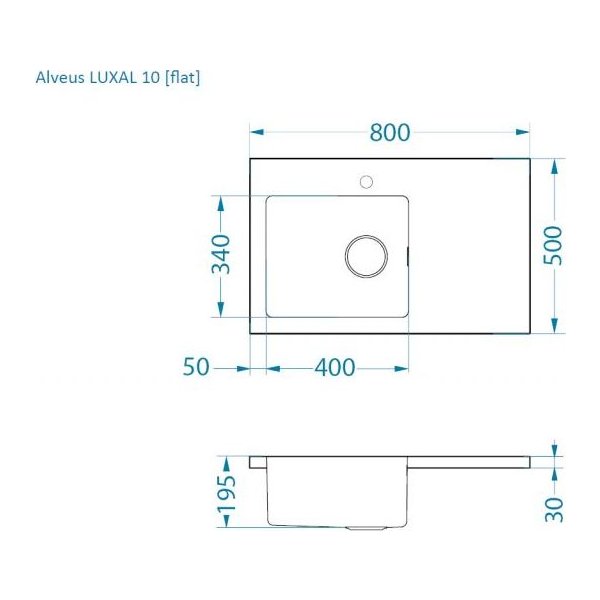 LUXAL 10 P, 800x500 FLAT  ( Okrajový profil plochý )